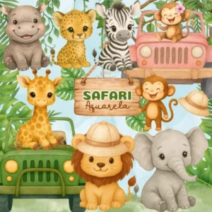 Safari Aquarela – Kit Digital