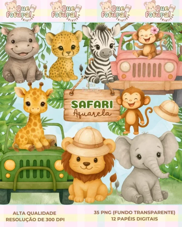 Safari Aquarela – Kit Digital