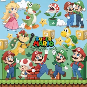 Super Mario Aquarela Cute – Kit Digital