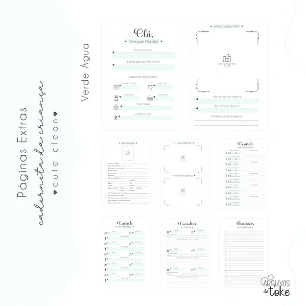 Páginas Extras Caderneta de Saúde – Cute Clean - Imagem 8