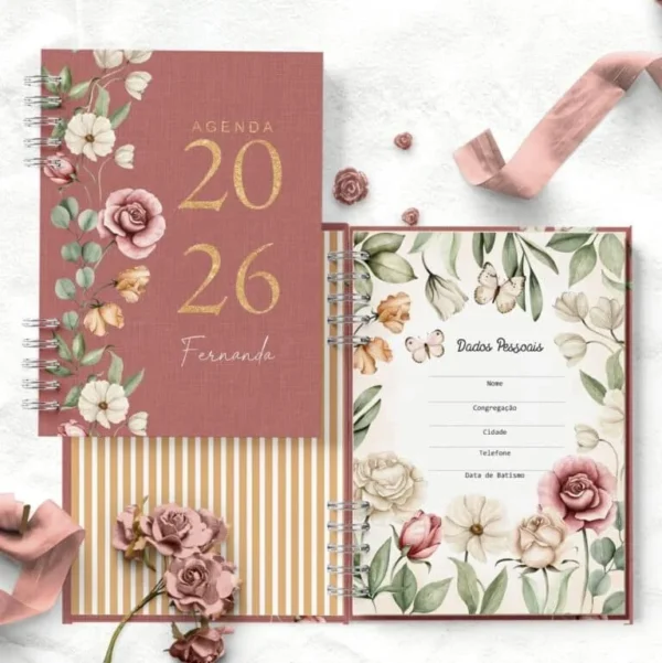 COMBO 6 Agendas 2026 e Permanente COM e SEM HORÁRIOS Floral Romântico (Bicho Papel) - Imagem 2