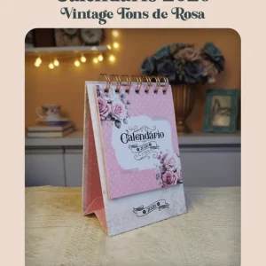 Calendário 2026 Vintage Tons de Rosa