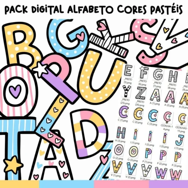 Alfabeto Cores Pastéis Menina – Kit Digital - Imagem 2