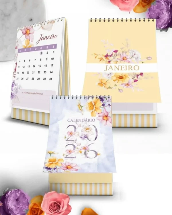 Kit Calendários de Mesa 2026 A5 A6 e Calendário Marca Página Coleção Encanto (Bicho Papel) - Imagem 4