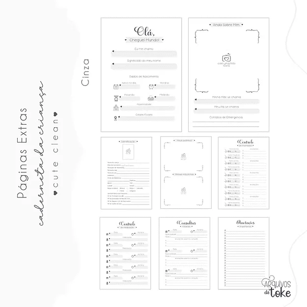Páginas Extras Caderneta de Saúde – Cute Clean - Imagem 5