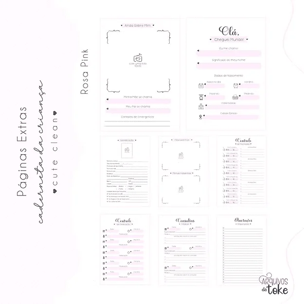 Páginas Extras Caderneta de Saúde – Cute Clean - Imagem 7