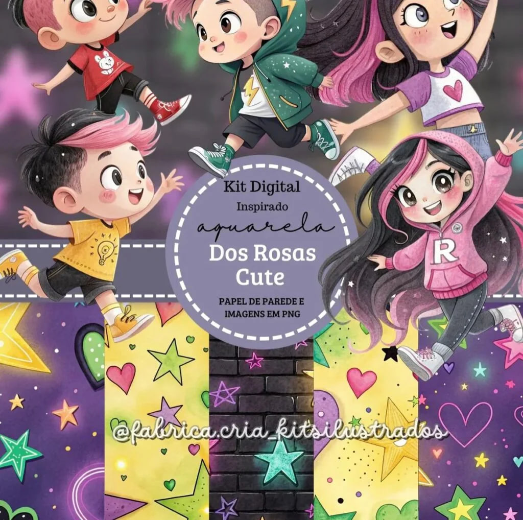 Inspirado Dos Rosas Cute – Kit Digital