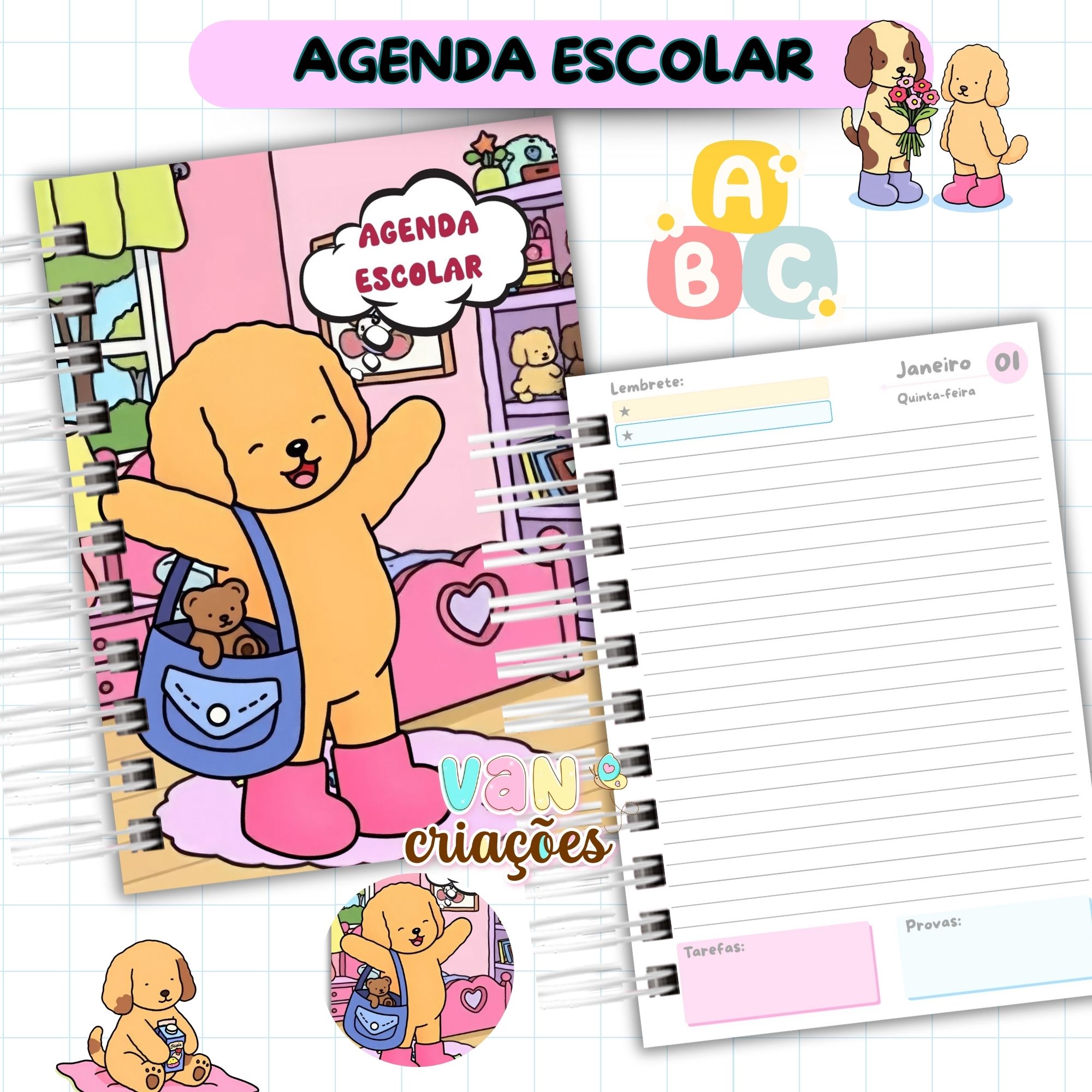 Agenda Escolar Menina 2026 – Bobbie Goods