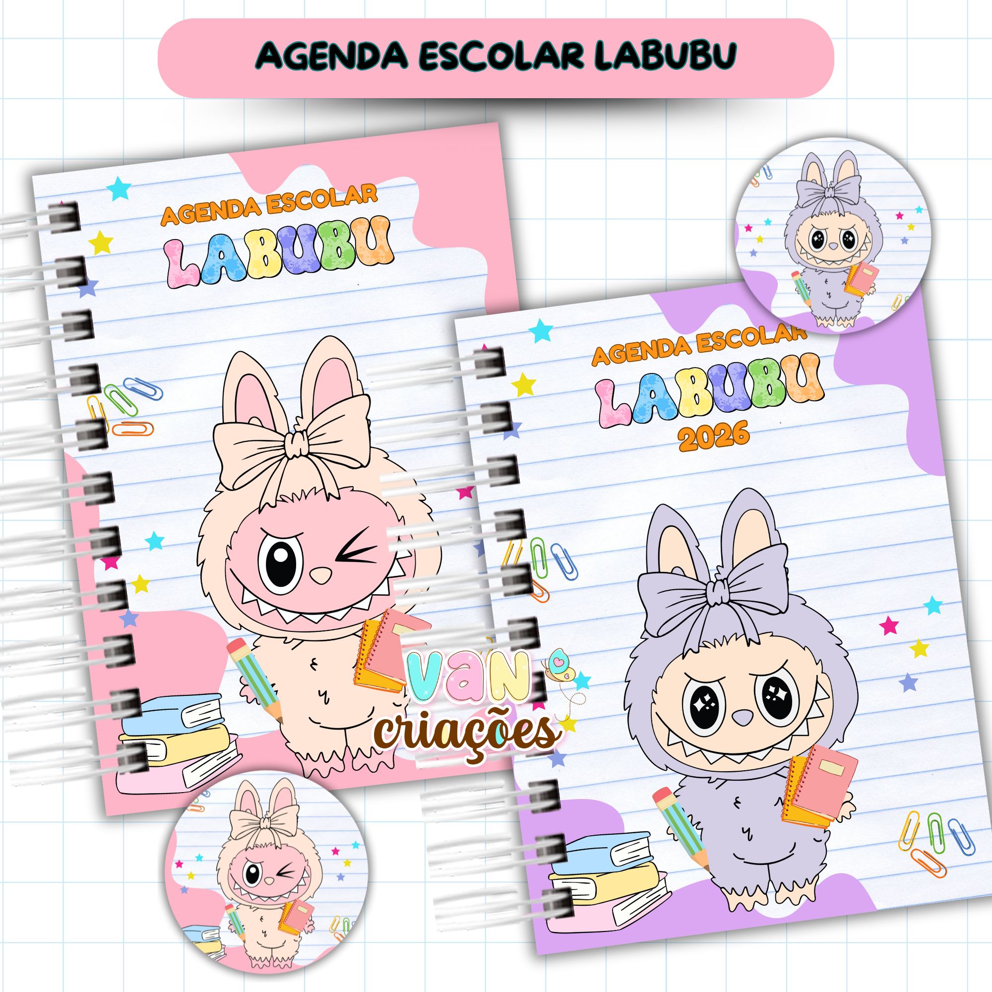Agenda Escolar Menina 2026 – Labubu