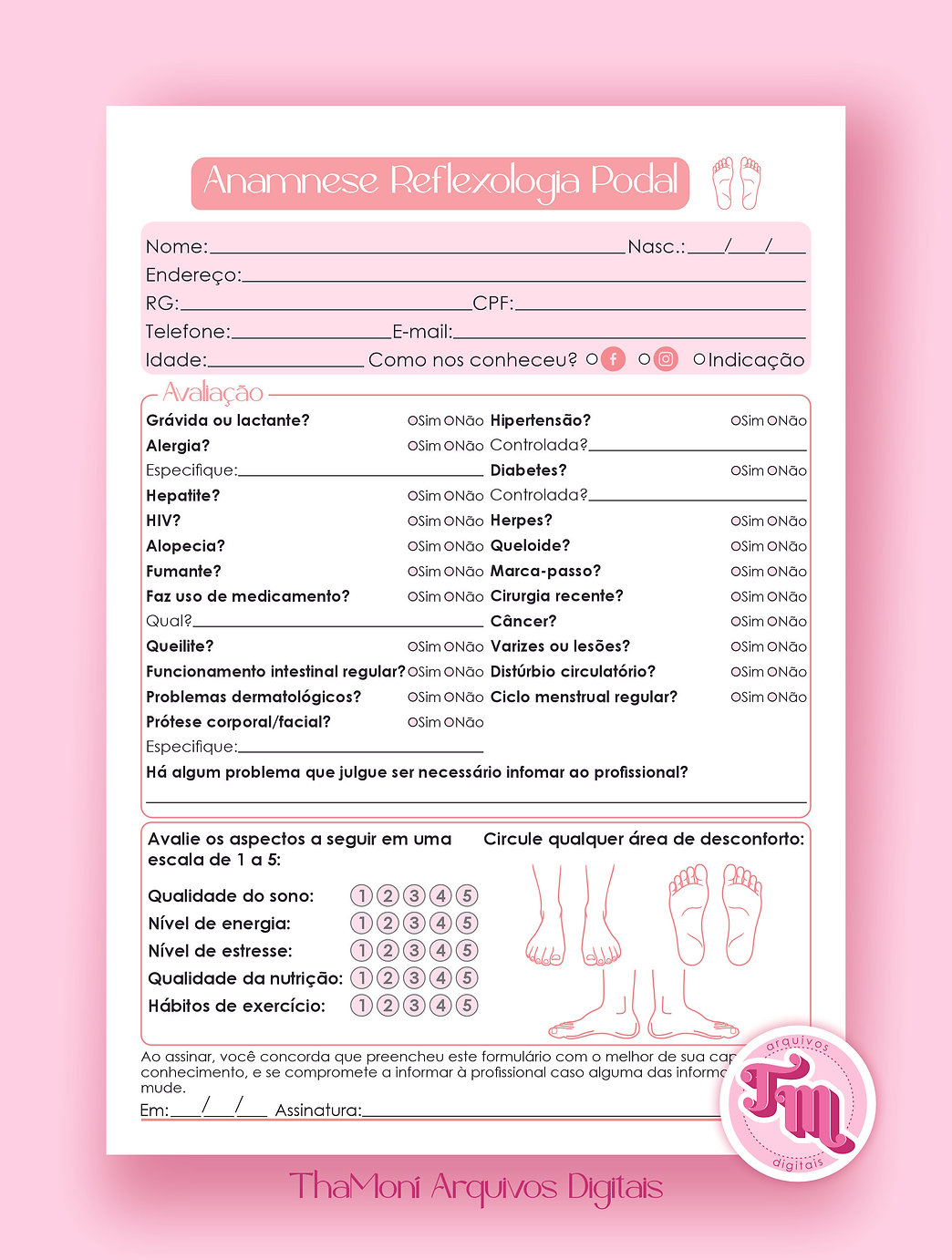 Anamnese Reflexologia Podal – Arquivo Digital