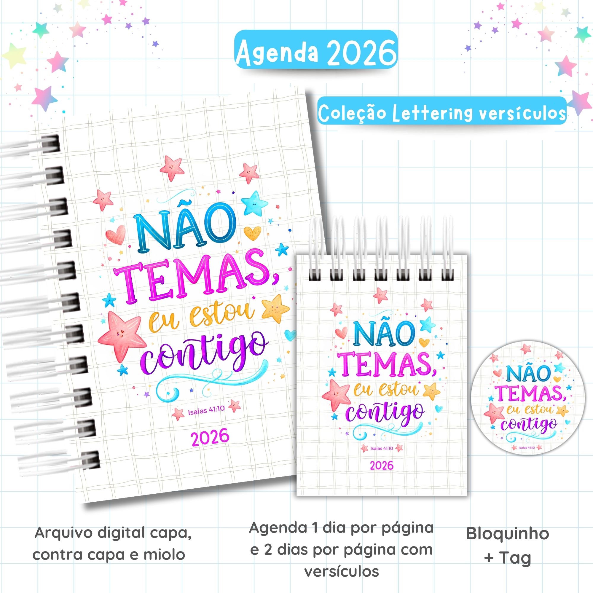 Coleção Agenda 2026 Lettering versículos