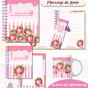 Combo Caderno Morango do Amor