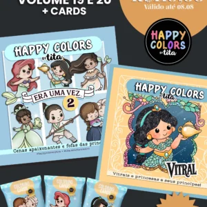 Happy Colors - Combo Vol 19 e 20 + Cards - Princesas 2.0 (Tita)