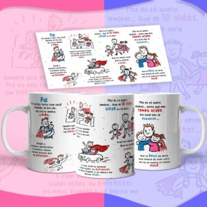 Pai… Onze vidas Versão Pai de Casal Filhos – Arte Avulsa Caneca