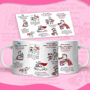 Pai… Onze vidas Versão Pai de Menina  – Arte Avulsa Caneca