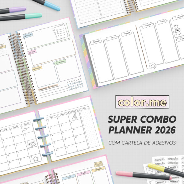 Arquivo Combo Planner para Colorir 2026 - Nilmara