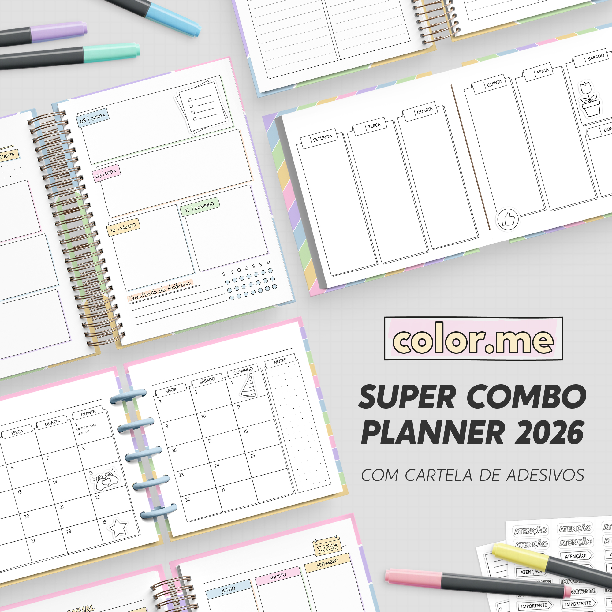 Arquivo Combo Planner para Colorir 2026 - Nilmara