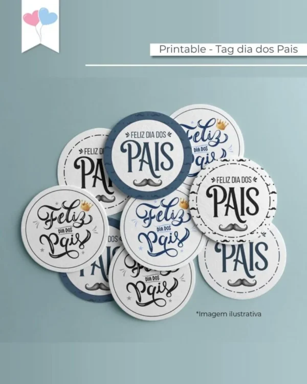 Kit Printable – Tag e Adesivo Redondo 6cm – Dia dos Pais - Imagem 2