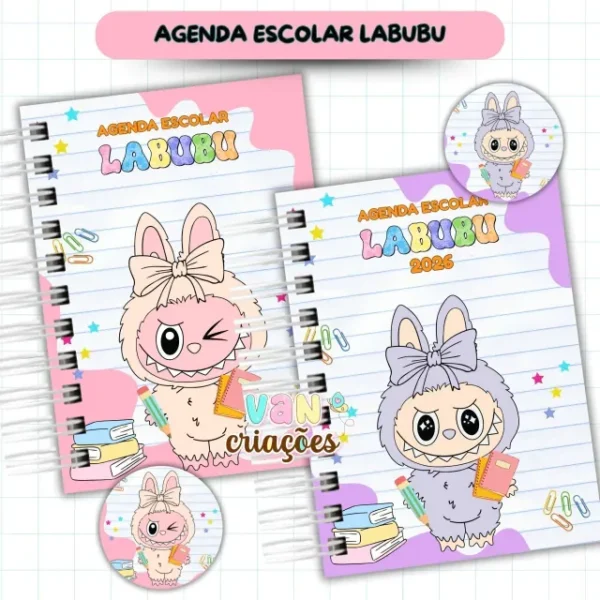 Agenda Escolar Menina 2026 – Labubu - Imagem 3