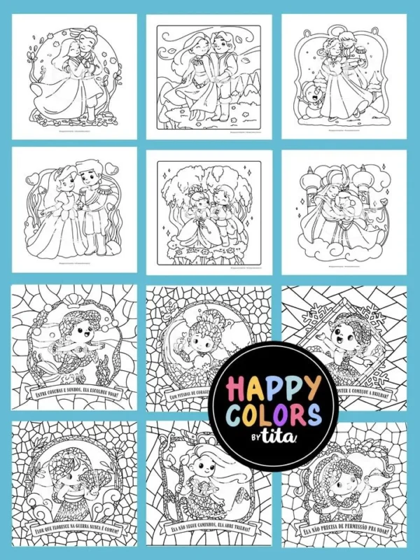 Happy Colors - Combo Vol 19 e 20 + Cards - Princesas 2.0 (Tita) - Imagem 5