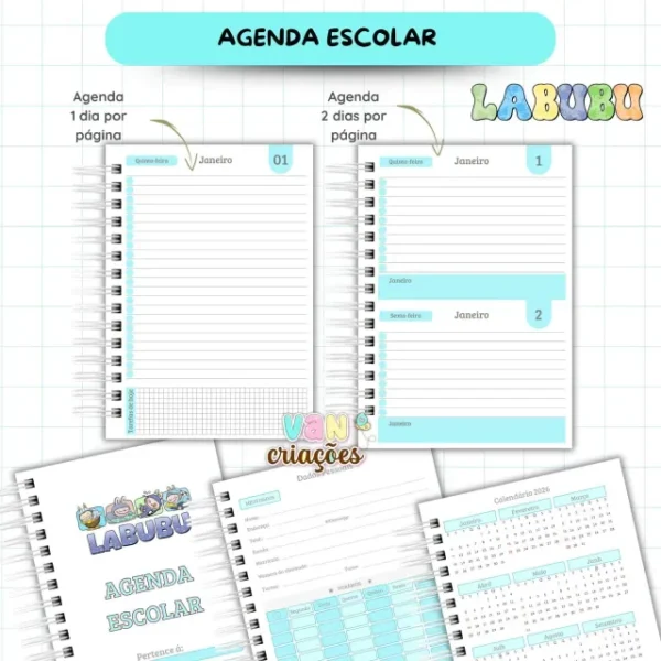 Agenda Escolar Menino 2026 – Labubu - Imagem 3