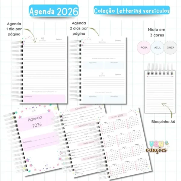 Coleção Agenda 2026 Lettering versículos - Imagem 2