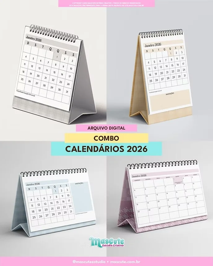 COMBO Calendários de Mesa 2026