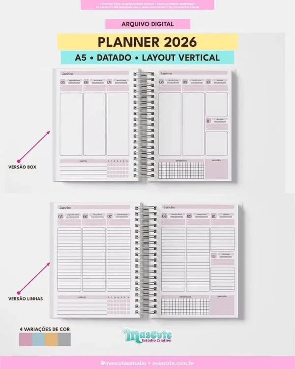 Planner Datado 2026 – A5 Vertical - Imagem 3