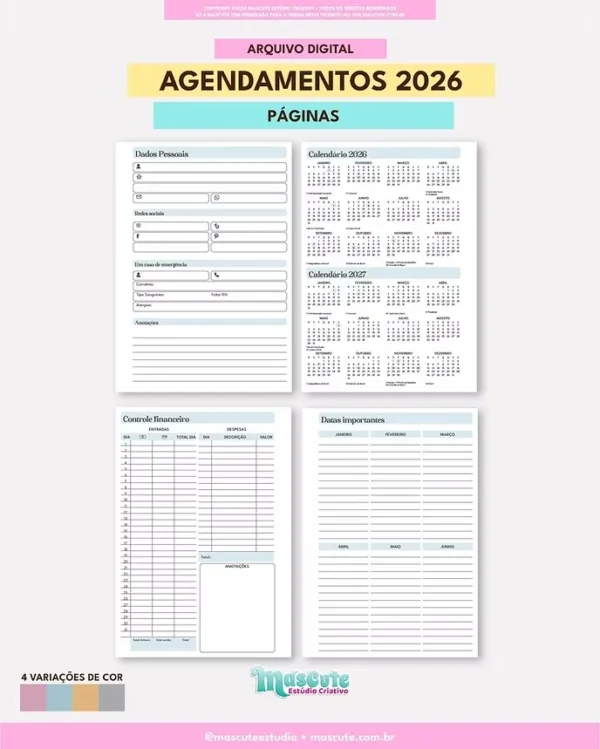 Agendamentos Datada 2026 – A5 1DPP - Imagem 5