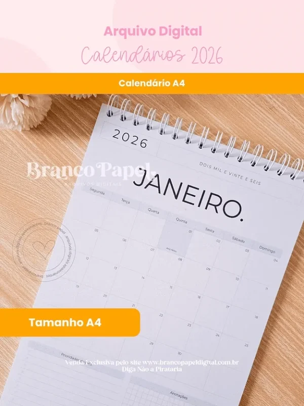 Calendários 2026 (Branco Papel) - Imagem 3