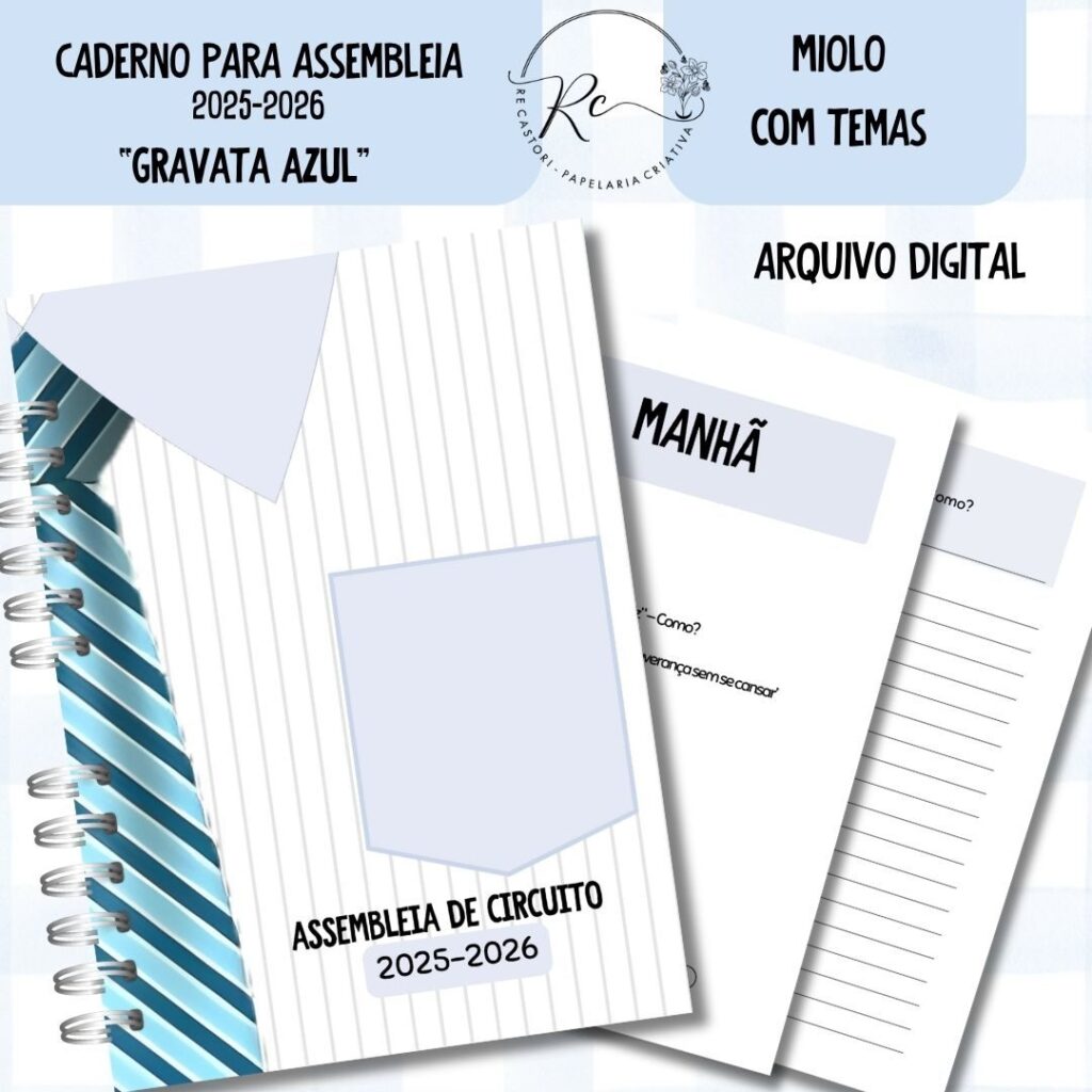 Caderno Assembleia de Circuito 2025/2026 – GRAVATA AZUL C/TEMA (Re Castori)