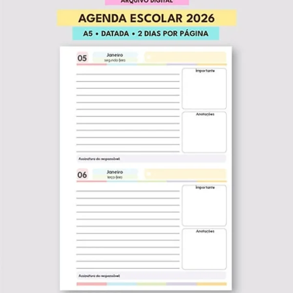 Arquivo Agenda Escolar Datada A5 2DPP - Mascute - Imagem 3