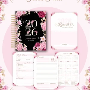 Arquivo Agenda Floral Preta - Pamella