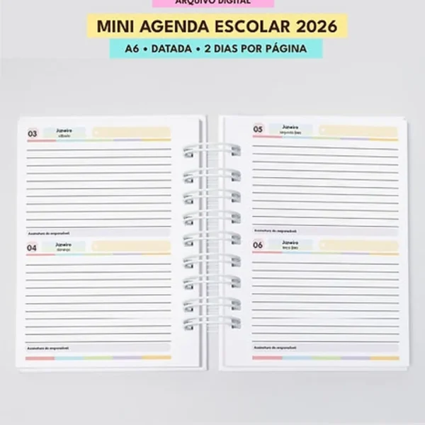 Arquivo Mini Agenda Escolar Datada A6 2DPP - Mascute - Imagem 4