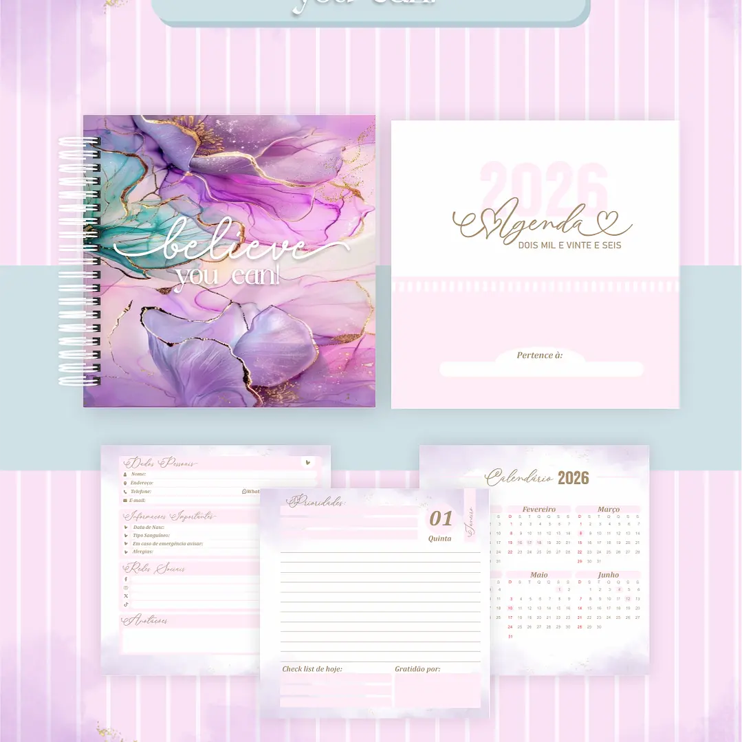 Arquivo Agenda Believe You Can - Pamella