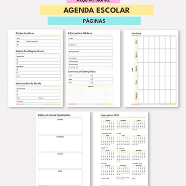 Arquivo Mini Agenda Escolar Datada A6 2DPP - Mascute - Imagem 5
