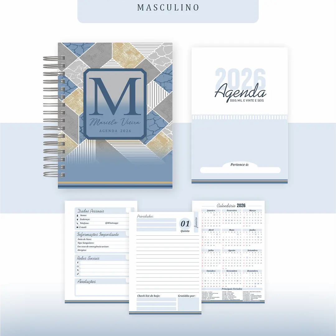 Arquivo Agenda Mármore Masculino - Pamella