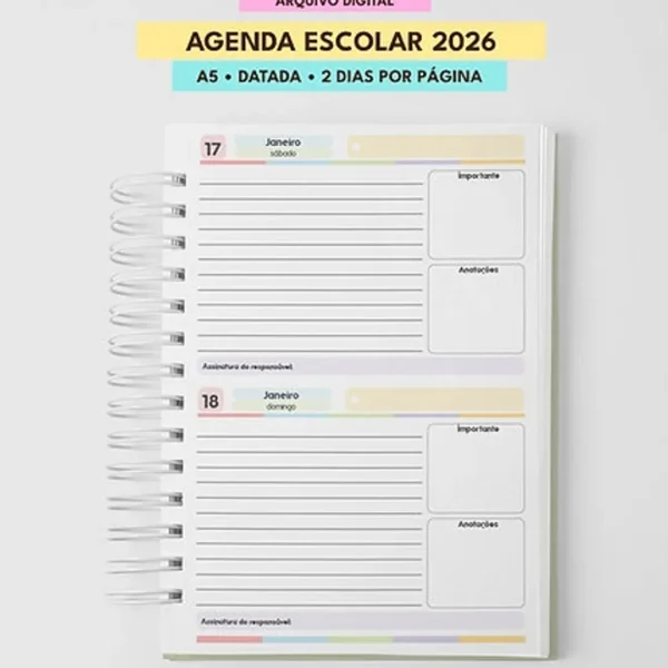 Arquivo Agenda Escolar Datada A5 2DPP - Mascute - Imagem 2