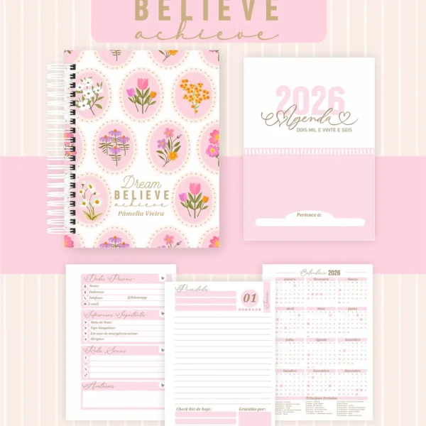 Arquivo Agenda Dream Believe Achieve - Pamella - Imagem 5