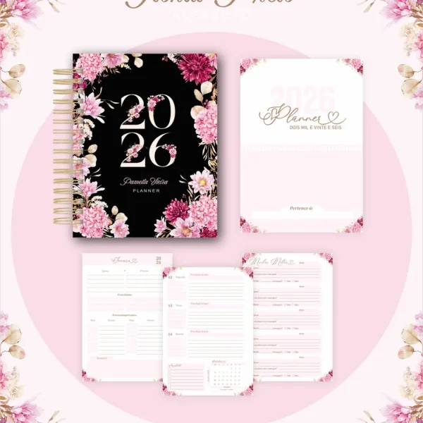 Arquivo Agenda Floral Preta - Pamella - Imagem 7