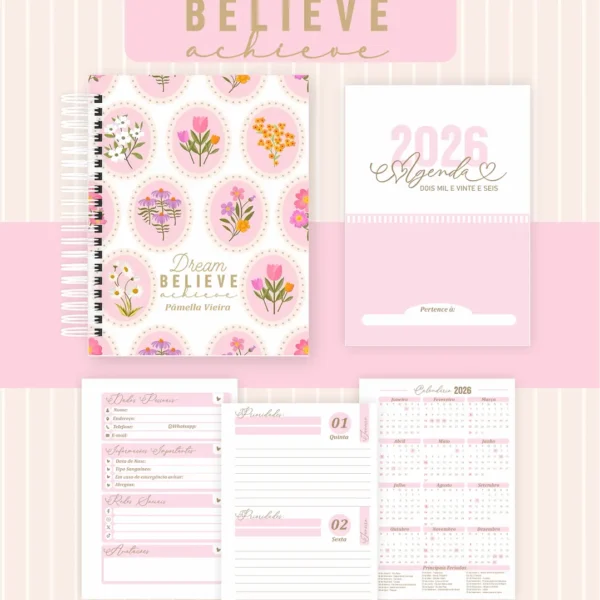 Arquivo Agenda Dream Believe Achieve - Pamella - Imagem 2