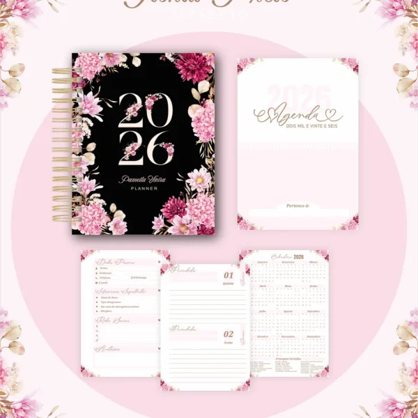 Arquivo Agenda Floral Preta - Pamella - Imagem 6