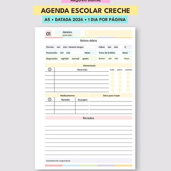 Arquivo Agenda Escolar Creche Datada A5 1DPP - Mascute - Imagem 4