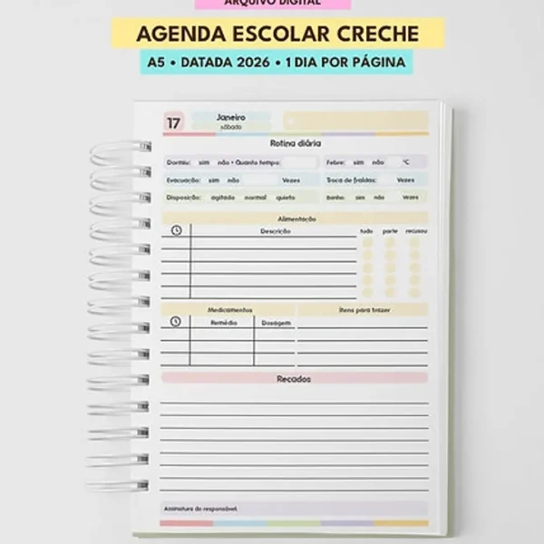 Arquivo Agenda Escolar Creche Datada A5 1DPP - Mascute - Imagem 5