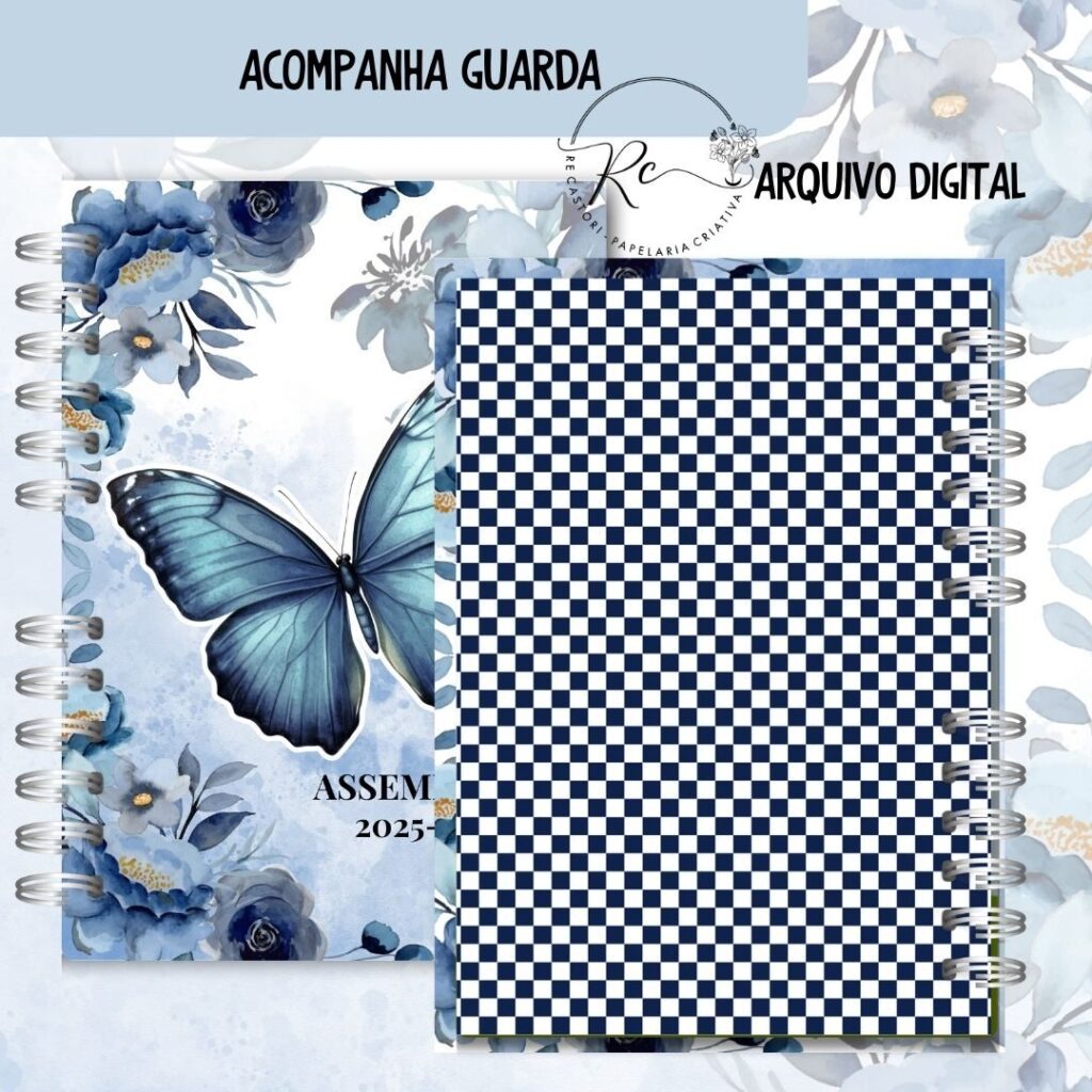 Caderno Assembeia de Circuito 2025/2026 – FLORAL AZUL C/TEMA (Re Castori) - Imagem 2