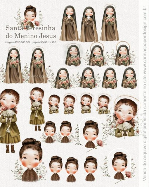 kit Digital Ilustrações Santa Teresinha 3 - Carinas - Imagem 9