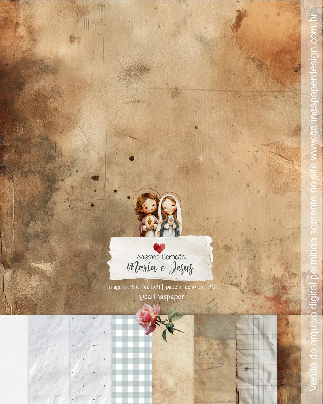 Kit Digital Ilustrações Sagrado Coração: Maria e Jesus - Imagem 4