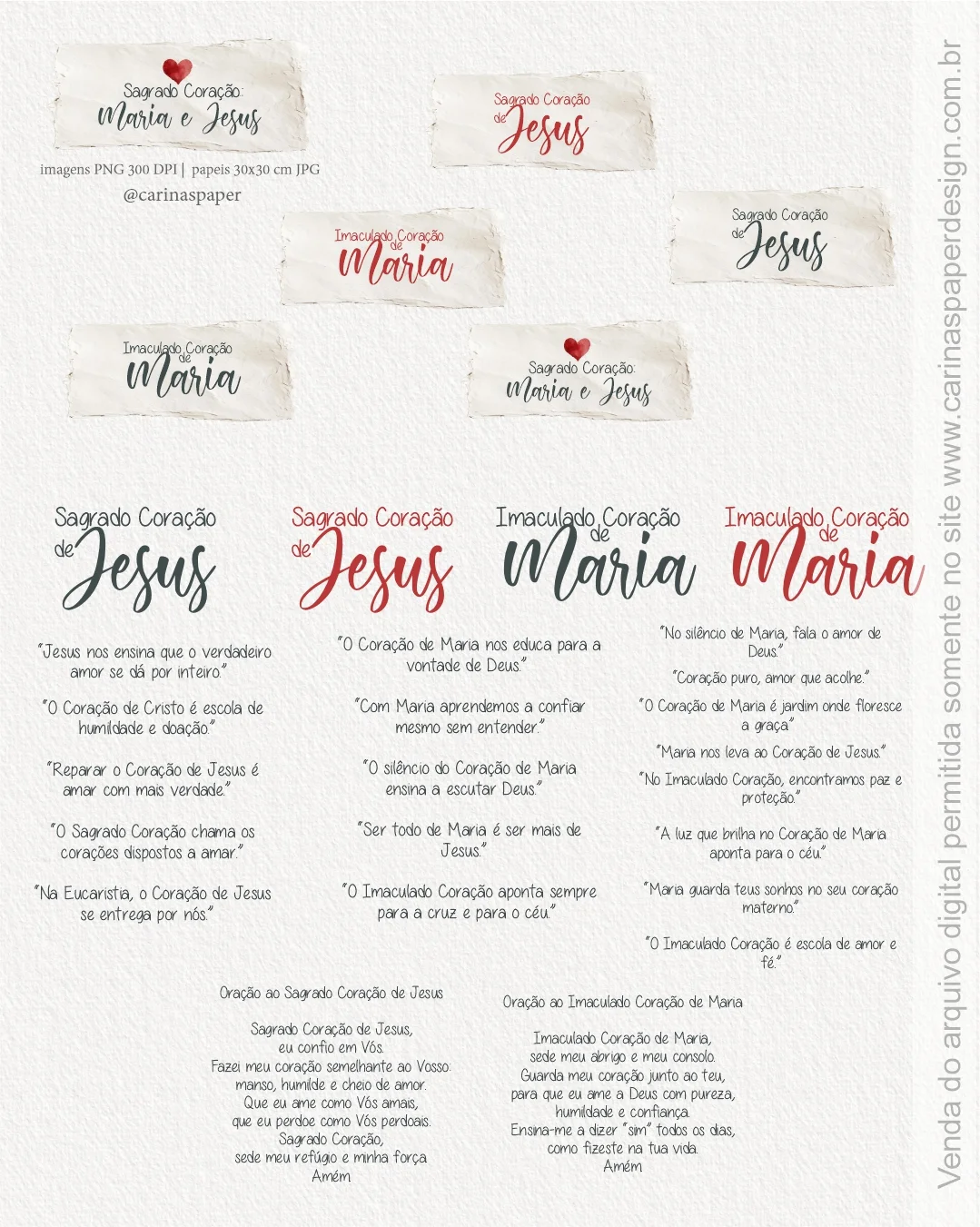 Kit Digital Ilustrações Sagrado Coração: Maria e Jesus - Imagem 5