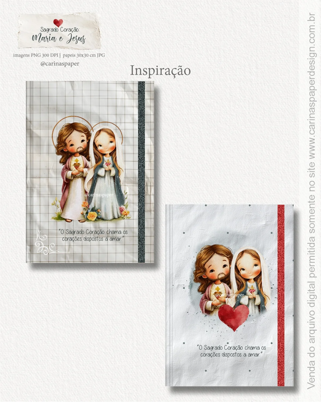 Kit Digital Ilustrações Sagrado Coração: Maria e Jesus - Imagem 10
