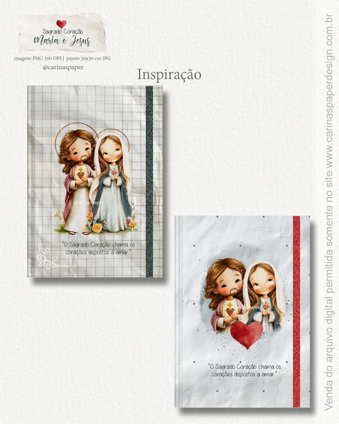 Kit Digital Ilustrações Sagrado Coração: Maria e Jesus - Imagem 9